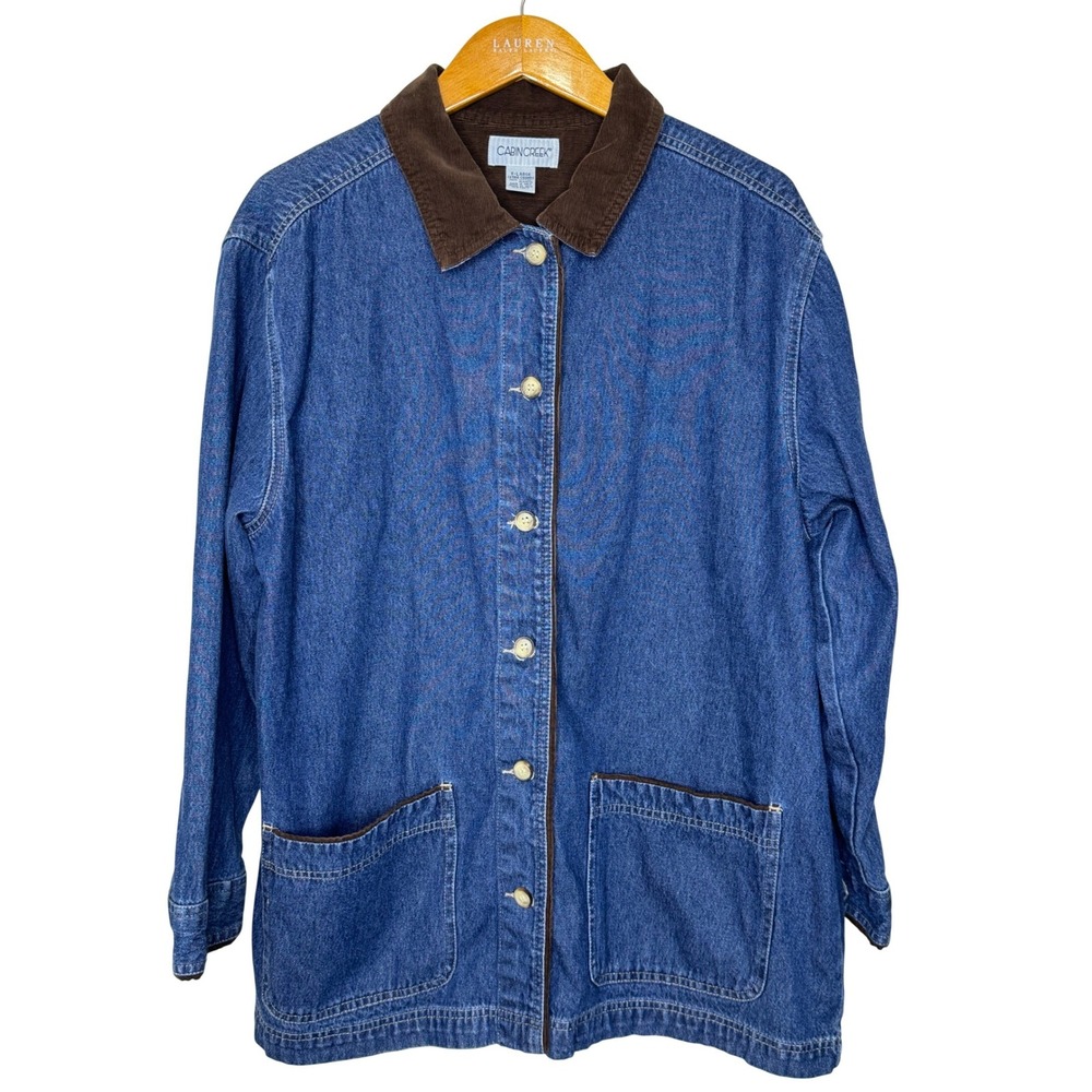 Cabin Creek Denim Chore Jacket Corduroy Trim XL NEW